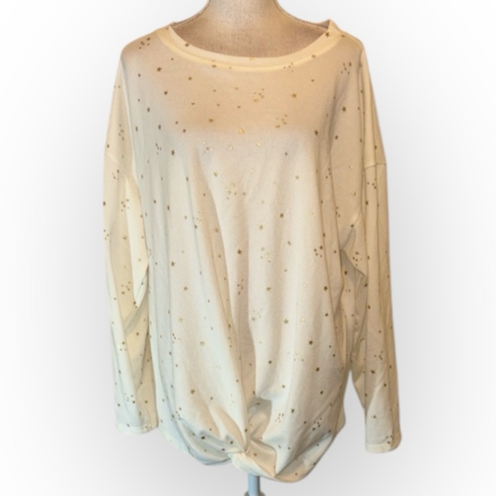 Tru Self metallic star tie knot sweater